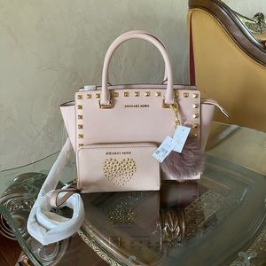 3pcs Michael Kors medium studded selma&wallet&pom